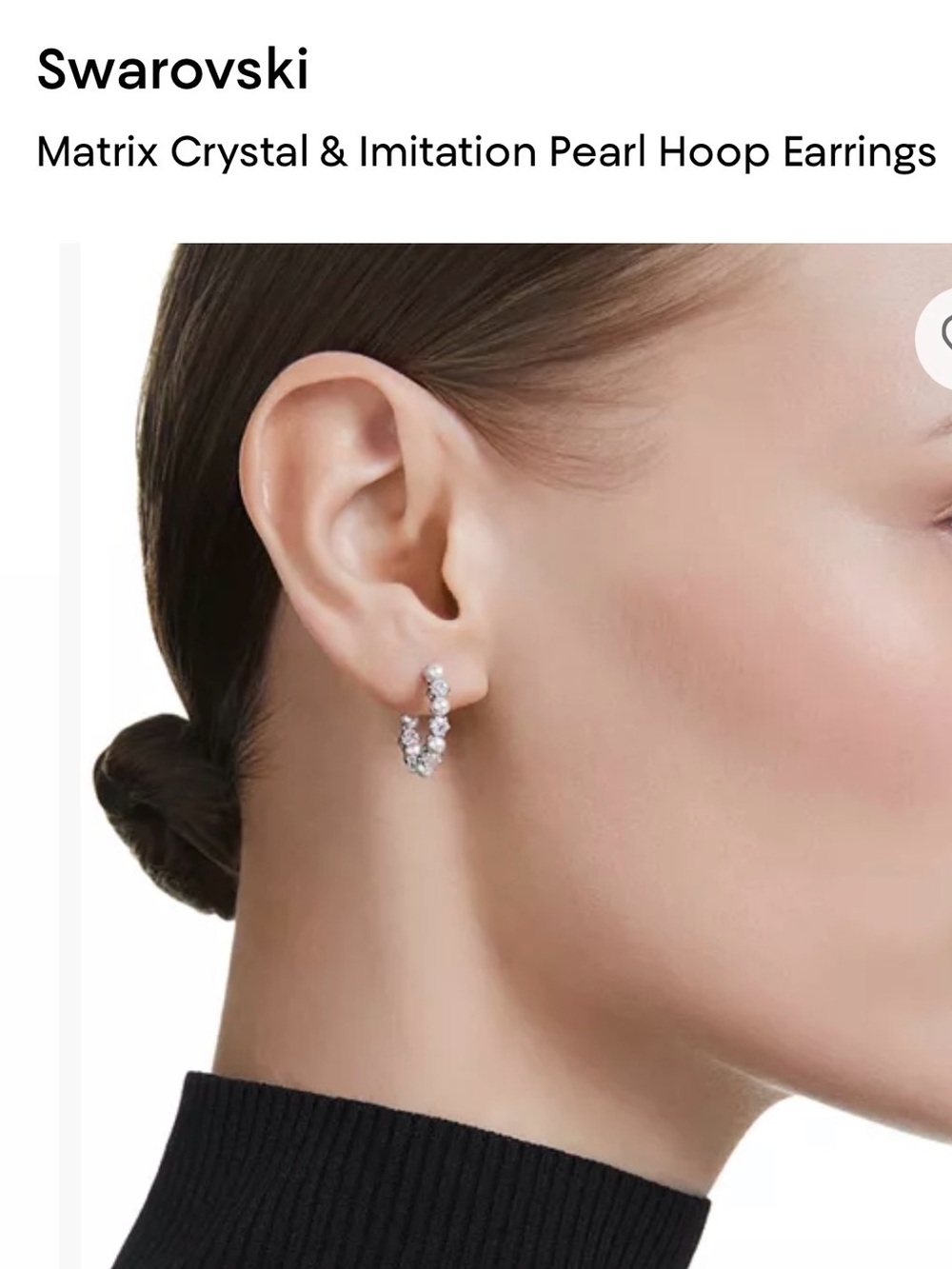 Swarovski Silver Hoop Earrings with Clear Crystals and Pearlescent Accents
